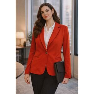 Academia Womens Single Button Blazer Size Small Orange Red Career Workwear
